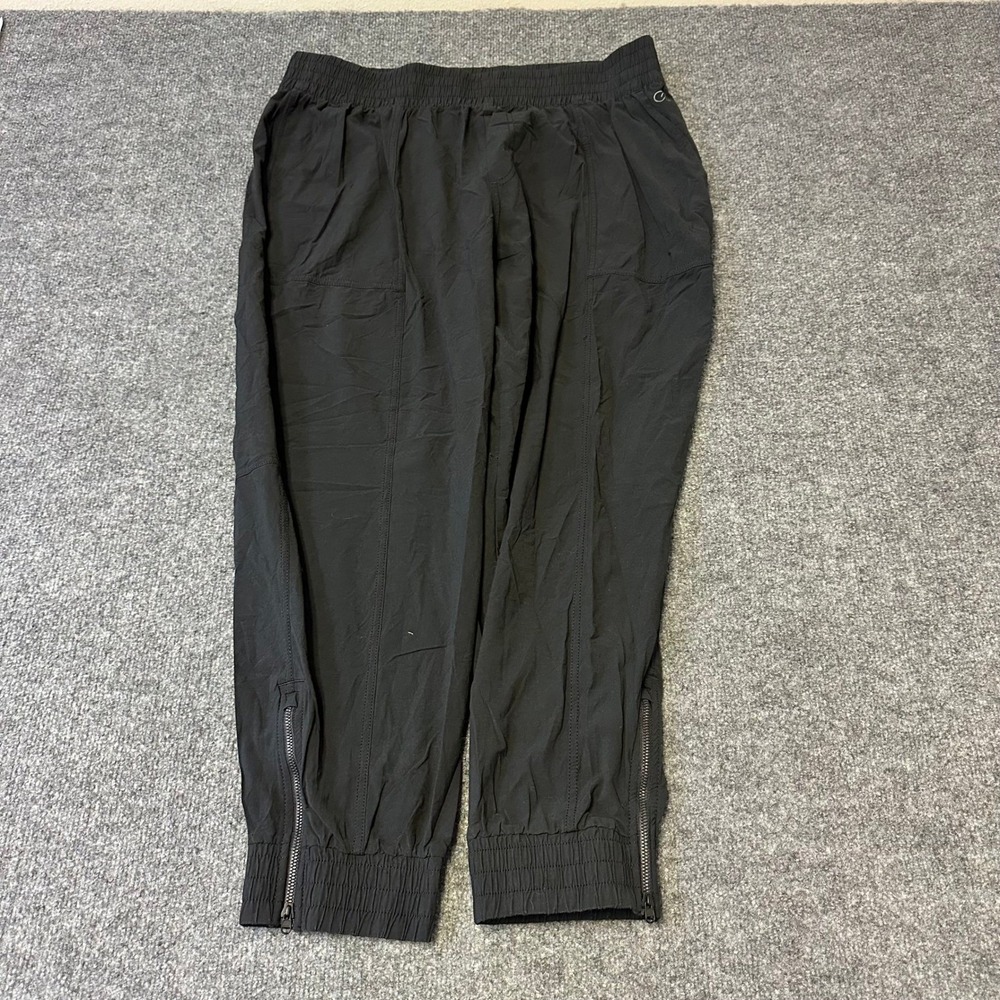 Calia Jogger Pants Womens Size XL Black Cotton Ankle Zip Activewear Stretch